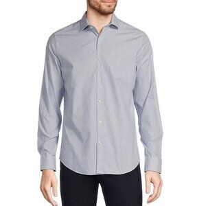 Murano Mens XL Slim Fit Button-Down Shirt Blue/White Cotton